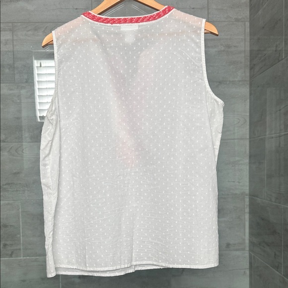 LOFT White Sleeveless Blouse with Red Embroidery - Picture 3 of 3